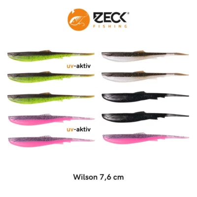 10 Gummifische Drop Shot Köder Barsch Zeck Wilson 7,6 cm Gummiköder Zander Shads - Bild 1 von 2