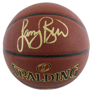 Celtics Larry Bird Authentic Signed Brown Spalding Basketball w/ Gold Sig BAS