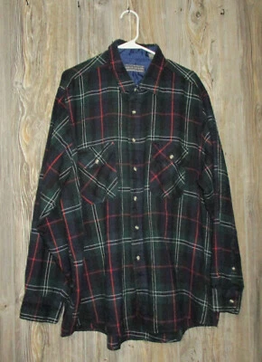 Camisa de franela David Taylor para hombre talla 2XLT abotonada acrílico verde a cuadros otoño Foto 1 de 4