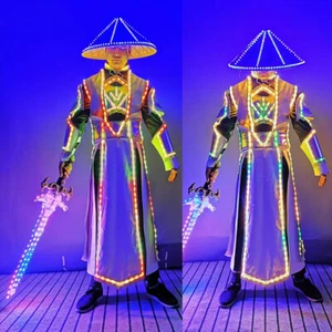 LED Luminous Colorful Clothes Dance Glowing Lighting Supply Suits Costume Party - Picture 1 of 11