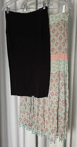Bundle/Lot Set of 2 Women's Skirts Size: 8 Pencil Black & Bochemian Long w/ trim - Picture 1 of 12