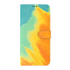 For Samsung S23 FE Ultra S22 S21 S8 S7 Watercolor Stand Leather Flip Phone Case 