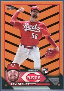 Levi Stoudt 2023 Topps Update Black & Orange Foil RC, Reds Rookie US149