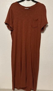 XXL Jessica Simpson strukturiertes Kurzarm Midikleid rostfarben Burnt Orange - Bild 1 von 5