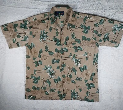 Camisa hawaiana manga corta Roundy Bay para hombre XL 100 % poliéster botones de madera Foto 1 de 4