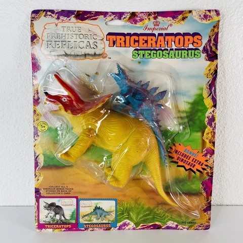 Sealed 1992 Imperial Toys Triceratops Stegosaurus True Prehistoric Replicas Dino Cover