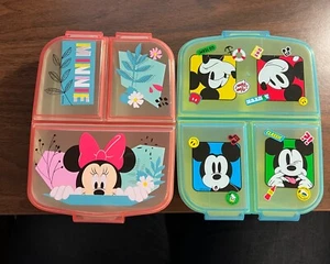 Disney Snack Lunch Container Bento Box Mickey & Minnie Mouse - Picture 1 of 7