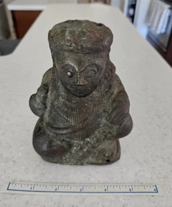 dio africano vintage capo metallo fuso bronzo? scultura figura Zimbabwe - Foto 1 di 15