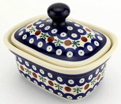 POLISH POTTERY MARKET Polish Pottery Butter Tub 2 Cups Capacity Zaklady Boleslawiec in Nature Pattern