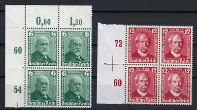 Germany 1936 MNH Mi 604-612 Sc 470-471 Gottlieb Daimler & Carl Benz / Blocks ** - Image 1 of 2
