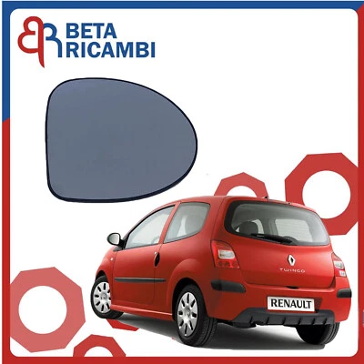 Vetro Specchietto Renault Twingo 2007→2012 Piastra Specchio Cromato DX Termica - Immagine 1 di 4