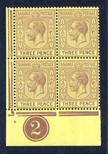 BAHAMAS — SCOTT 76 (SG 120) — 1931 EDICIÓN 3d KGV — Estampilla sin montar o nunca montada bloque/4 —scv $33+ - Imagen 1 de 2