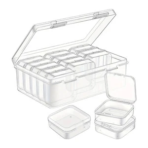 15-Piece Small Bead Organizers, Clear Plastic Storage Cases With Hinged Lids - Picture 1 of 11