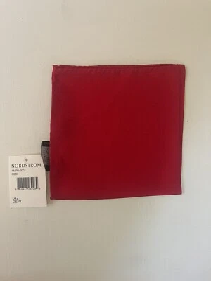 NWT NORDSTROM Men’s Shop King Twill 100% SILK POCKET SQUARE 12.5” Red - Image 1 of 3