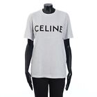 CELINE 455$ Loose T-Shirt In Pale Grey Cotton Jersey with Celine logo print