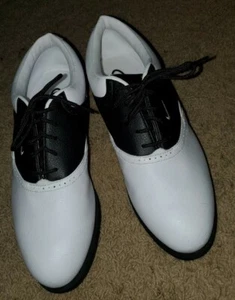 Nike Zoom Air Golf Shoes White Black Leather 970305 Y3 Women's Sz 10 - Picture 1 of 8