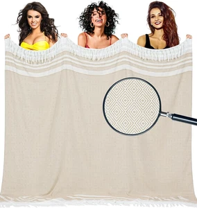 Oversized Turkish Beach Towel Blanket Cotton Giant XL Sandproof Towels Huge Line - Picture 1 of 12