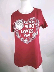 Life is Good Women S/S Crusher Tee Grinch Who Loves You Red Medium 98428-C - Picture 1 of 11
