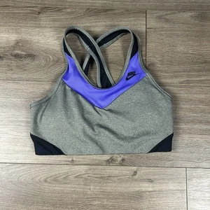 Sujetador deportivo Nike Swoosh Logo Dri Fit negro con tiras mediano púrpura gris negro - Imagen 1 de 5