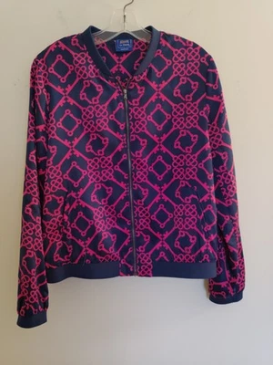 Chaqueta Bomber Le TIGRE The Classic Cremallera Frontal Azul Marino Rosa Estampado de Llaves Ligera LRG Foto 1 de 4