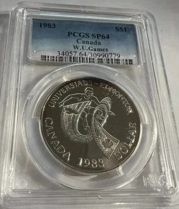 1983 Canada $1 W.U. Games PCGS SP 64-Mirrors All The Way On This One !!! - Picture 1 of 4