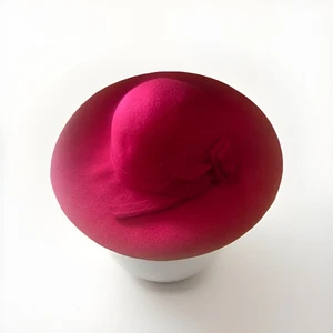 Classy Adora For Ladies Red Wide Floppy Brimmed Hat 100% Wool - Picture 1 of 6