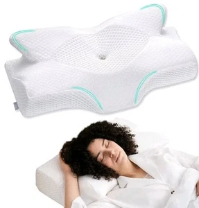 Almohada ortopédica de espuma viscoelástica cervical Elviros para dolor de cuello, tamaño estándar, blanca - Imagen 1 de 12