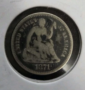 1871 SEATED LIBERTY HALF DIME - 90% SILBER - SCHÖNES DETAIL - Bild 1 von 2