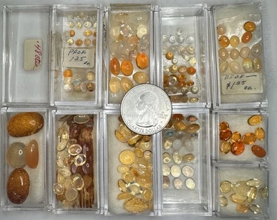 复古 批量 150 + 火蛋白石凸圆形 - 墨西哥橙色和白色,混合尺寸 — 第 1/4 张图片