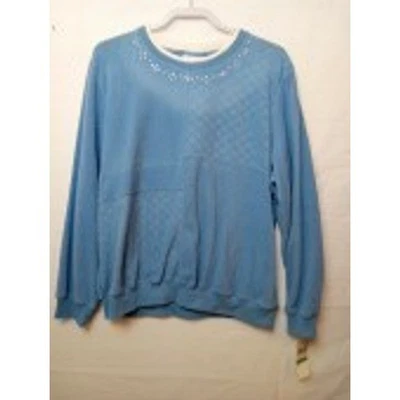 Sudadera para mujer Alfred Dunner manga larga azul adornada cuello talla L Foto 1 de 4
