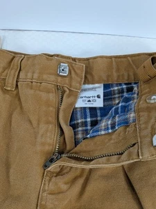 Carhartt Pants Children’s Size 6 Straight Leg Carpenter Canvas Brown Flannel  - Picture 1 of 10