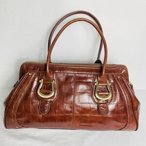 Liz Claiborne Leather Duffle/Tote/Handbag Whiskey Brown Columbus Style