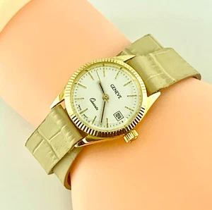 Orologio donna oro 750 18kt GENEVE lady cassa Ø 24 cinturino tipo Hermes lungo - Bild 1 von 6