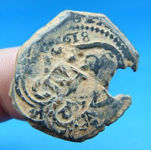 RARE 1618 PHILIP IV FELIPE IV 8 MARAVEDIS PIRATE COLONIAL SHIPWRECK TIME COIN - Picture 1 of 2