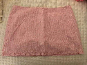 LILLY PULITZER Pink Seersucker Mini Pencil Skirt - Size 14 - Side Zipper - Picture 1 of 5