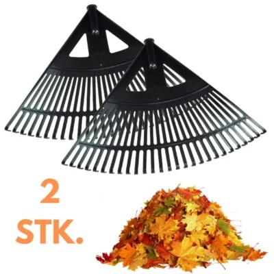 2X Gartenrechen Schwarz Rechen Laubbesen Extra Breit XXL Laubrechen Laubfeger - Bild 1 von 4