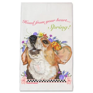 Beagle Dog with Flowers Kitchen Dish Towel Pet Gift - Picture 1 of 1