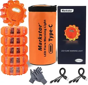 LED Road Flares 6-Pack Roadside Emergency Car Kit,Road Safety Flare Light USB Re - Picture 1 of 3