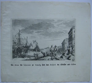 Melchior Küsel (1626-1683) Venedig Ankunft Sclavonier Galeeren Radierung 1671 - Picture 1 of 4