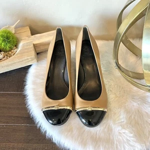 Tory Burch Two-tone Tan and Black Wedge shoes size 9 - Picture 1 of 5