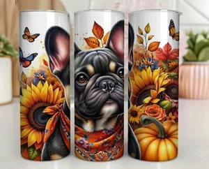 Autum French Bulldog 20 oz Stainless Steel Tumbler Handmade - Picture 1 of 1