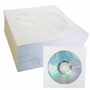 White Paper CD DVD Disc Sleeves Storage Case Covers Bags Envelopes with Window