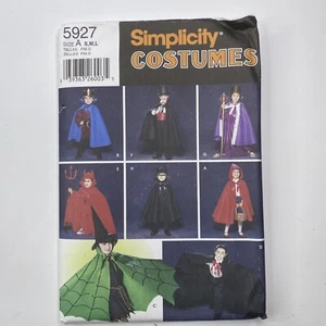 Simplicity Pattern 5927 Costume Childs Halloween Dress Cape Hat S-M-L Dracula  - Picture 1 of 4