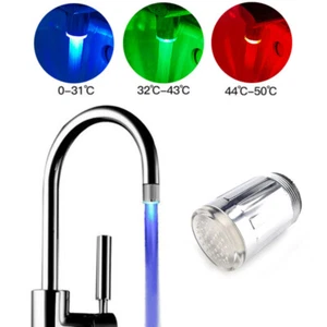 Color Changing Led Tap Faucet Nozzle Head Kitchen Bathroom Sink Water Light Lamp - Picture 1 of 14