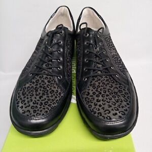 WALDLAUFER "Memphis" chaussures 496013 imprimé léopard lacets Royaume-Uni 7,5