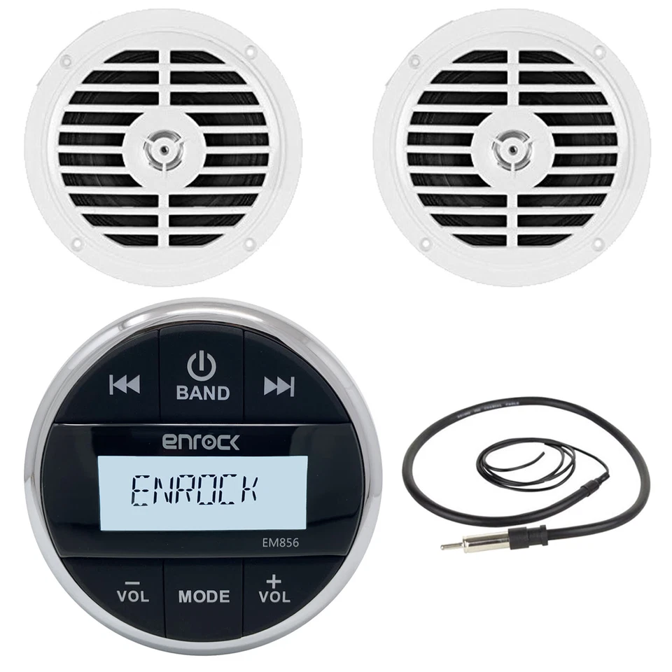 Enrock EM856 Gauge Style Digital Media Stereo, 2x 5.25" 100W Max Marine Speakers - Image 1 of 4