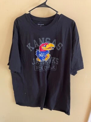 Kansas University KU Jayhawks T Shirt  Mens 2XL Black Champion - Image 1 of 3