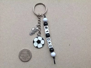 FATHERS DAY GIFT DAD, No.1 DAD, No.1 DADDY or ANY NAME Handmade Football keyring - Picture 1 of 4