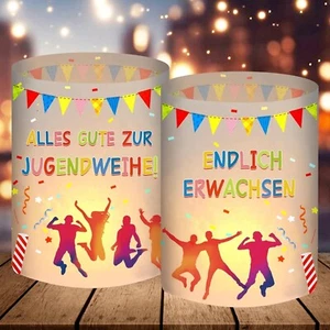 12 Windlicht Tischdeko, Deko Jugendweihe Junge Mädchen 2025, Alles Gute Zur Juge - Bild 1 von 2
