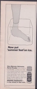 1968 Print Ad Mennen Quinsana Spray Powder Now Put Summer Feet On Ice Cool Dry - Picture 1 of 1
